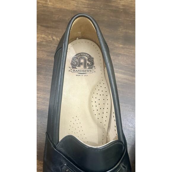 New SAS Ace Loafers Shoes Mens Size 11 W Black Leather Handsewn Work Once